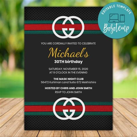 gucci birthday invitations|Gucci Birthday Invitation .